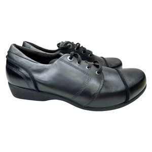 Rocky 4Eur Sole Women's Low Wedge Lacer Black Leather Sneakers EU 41/US 10-10.5